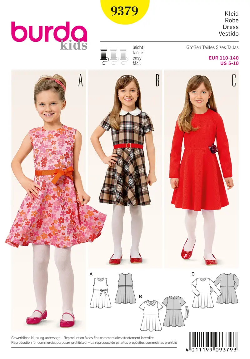 Burda 9379 Girl's Dress Pattern 2