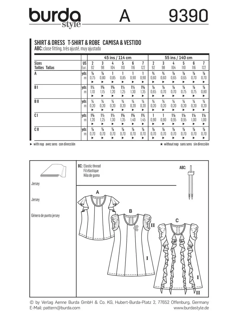 Burda 9390 Girl's Dresses Pattern 2