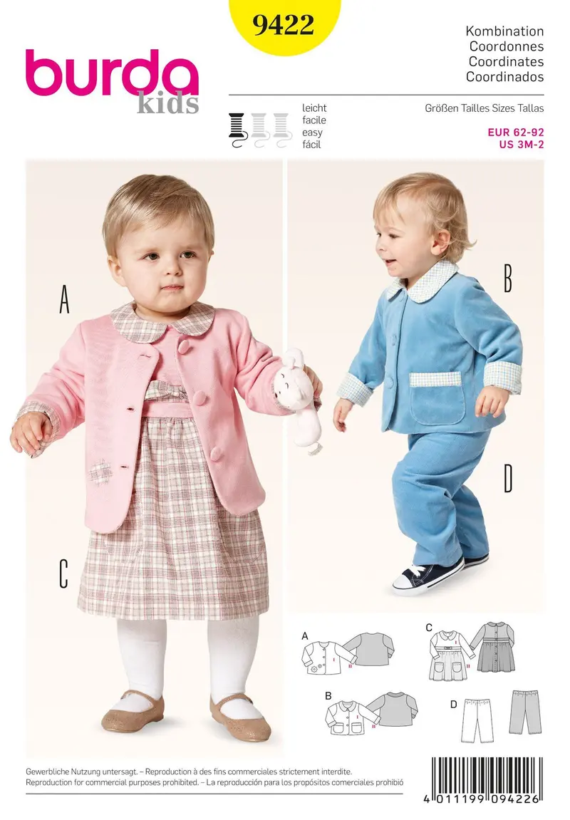 Burda 9422 Boys' And Girls' Outfit Coordinates Sewing Pattern 1