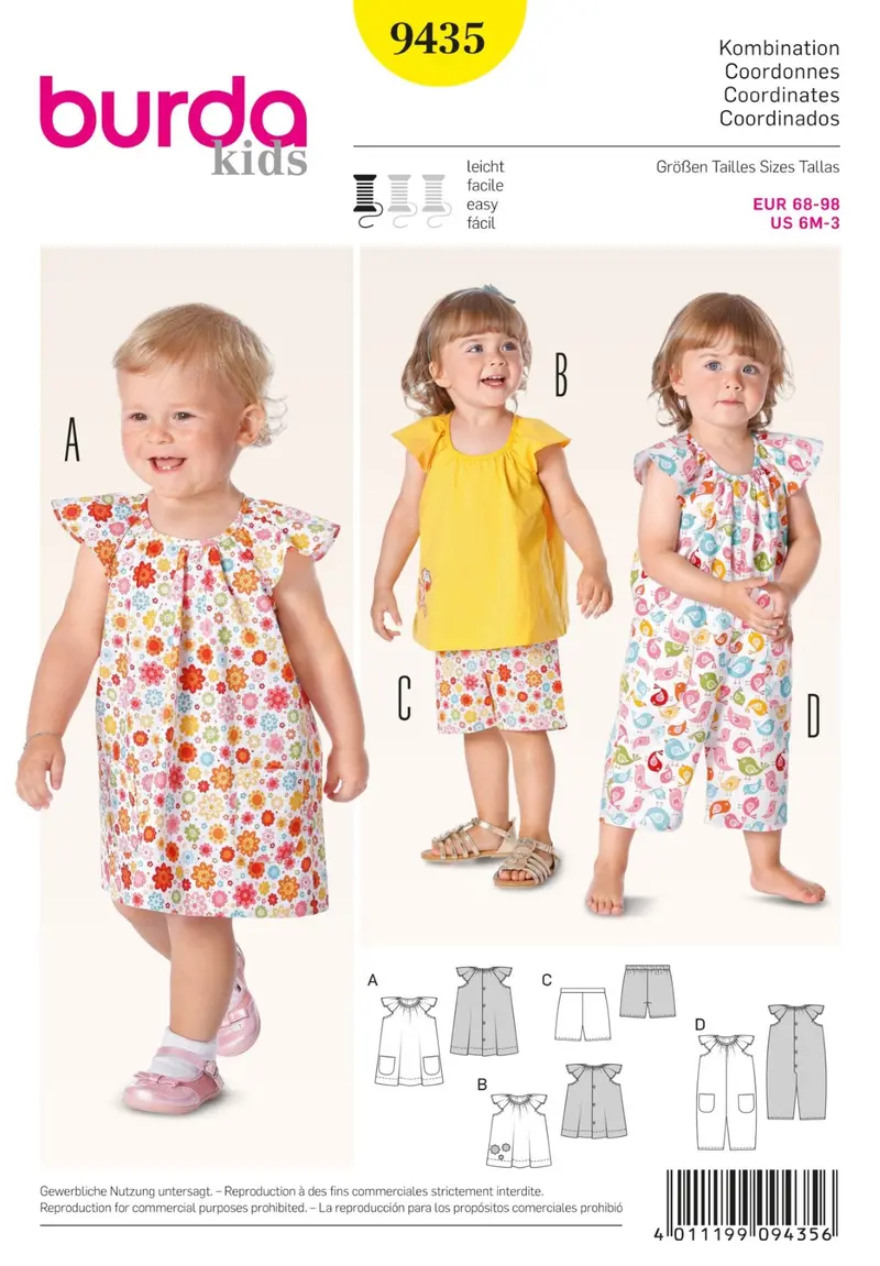 Burda 9435 Baby Coordinates Sewing Pattern 1
