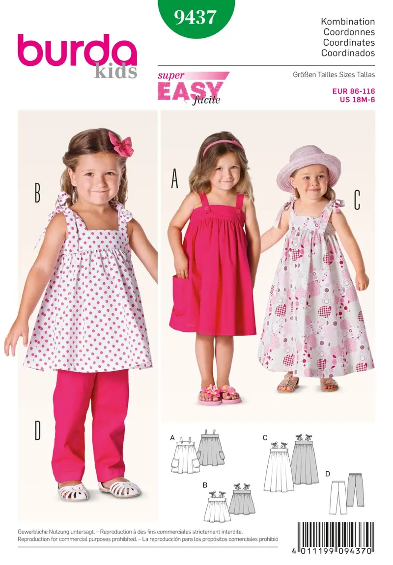 Burda 9437 Toddler Coordinates Sewing Pattern 1