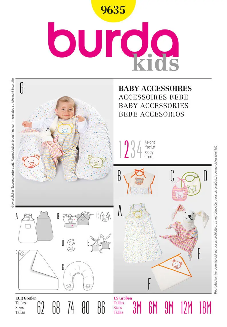 Burda 9635 Baby Accessories Pattern 1