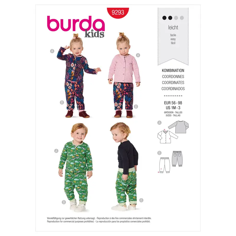 Burda Pattern 9293 Babies' Reversible Jacket And Trousers 2