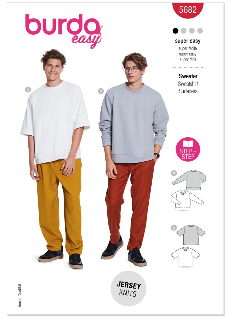 Burda Sewing Pattern 5682 Men's' Sweater And T-Shirt 2