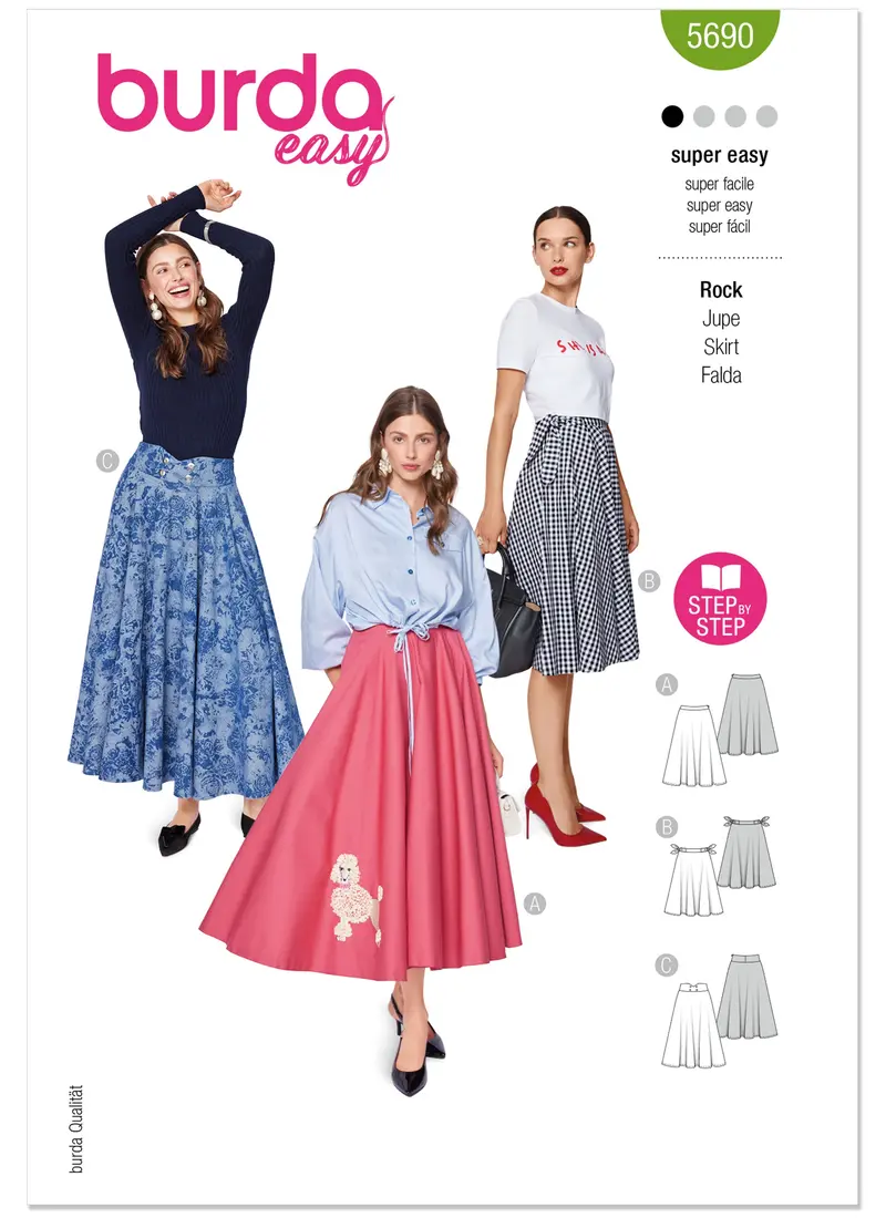 Burda Sewing Pattern 5690 Easy Sew Skirts 2
