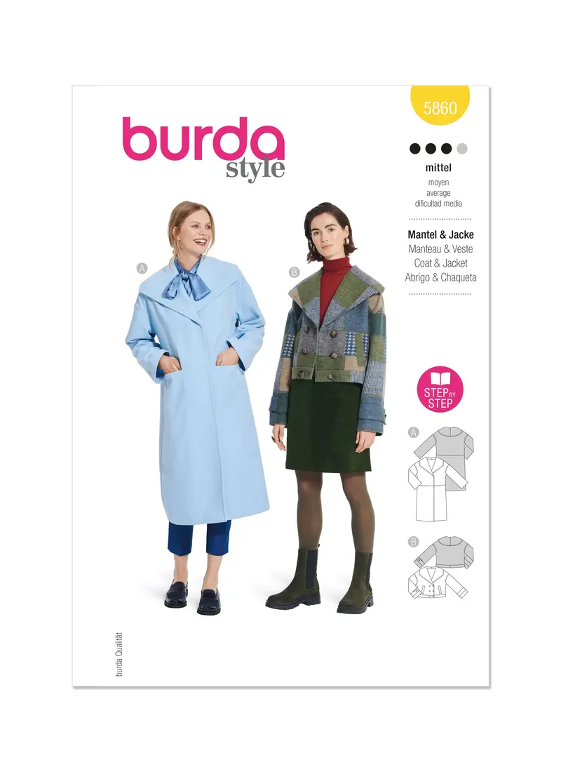 Burda Sewing Pattern 5860 Misses' Jacket & Coat 2