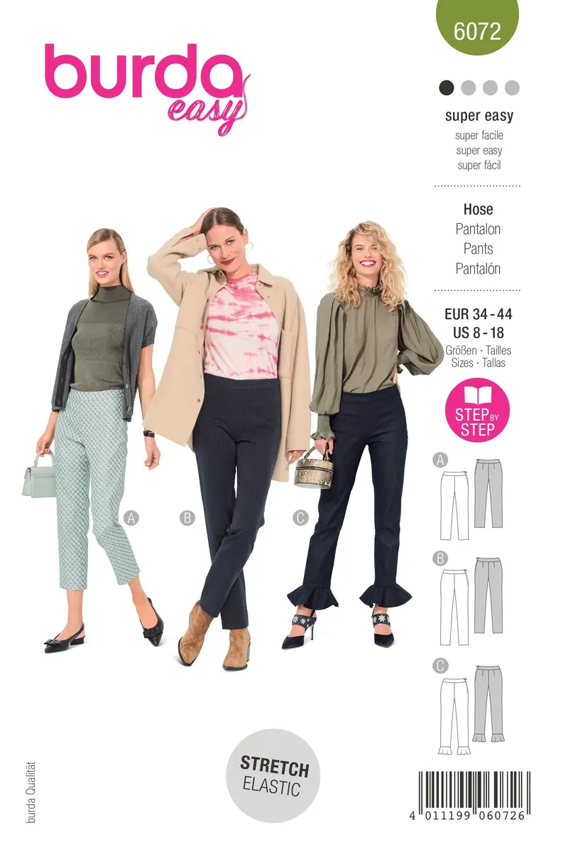 Burda Sewing Pattern 6072 Narrow Cut Trousers And Pants 2