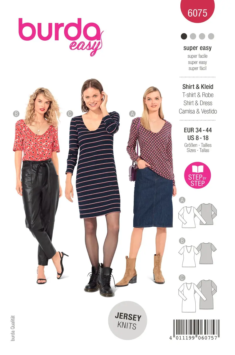 Burda Sewing Pattern 6075 Top, Dress – Slim Shape 2