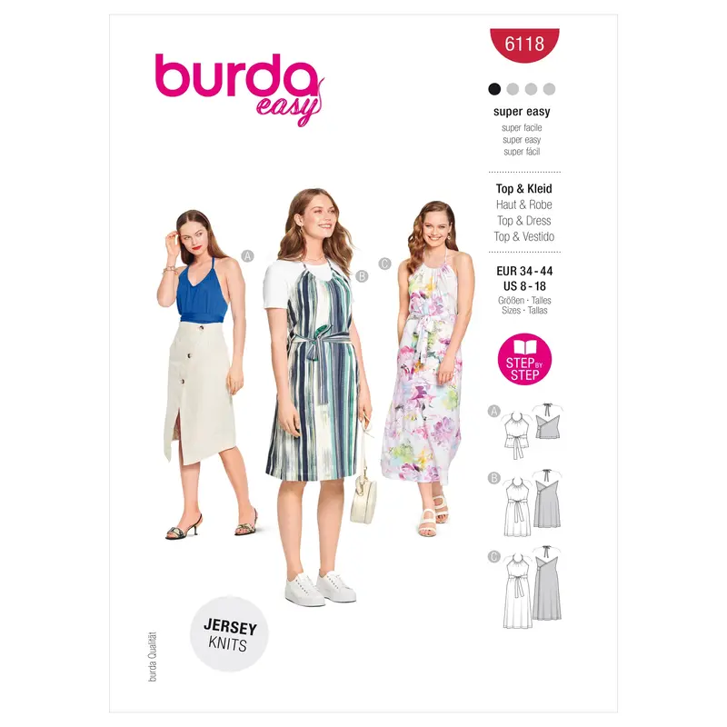Burda Sewing Pattern 6118 Halter Top And Dress 2