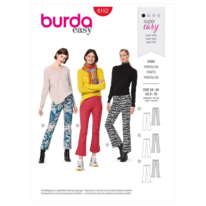 Burda Sewing Pattern 6152 Flared Trousers Or Pants 2