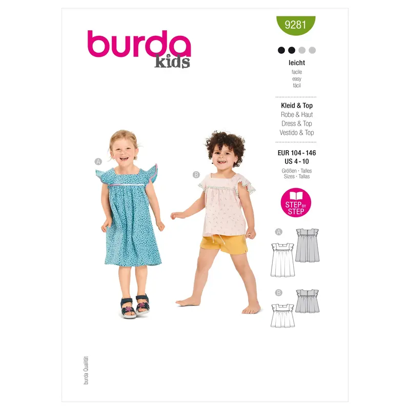 Burda Sewing Pattern 9281 Children's Top And Dress 2