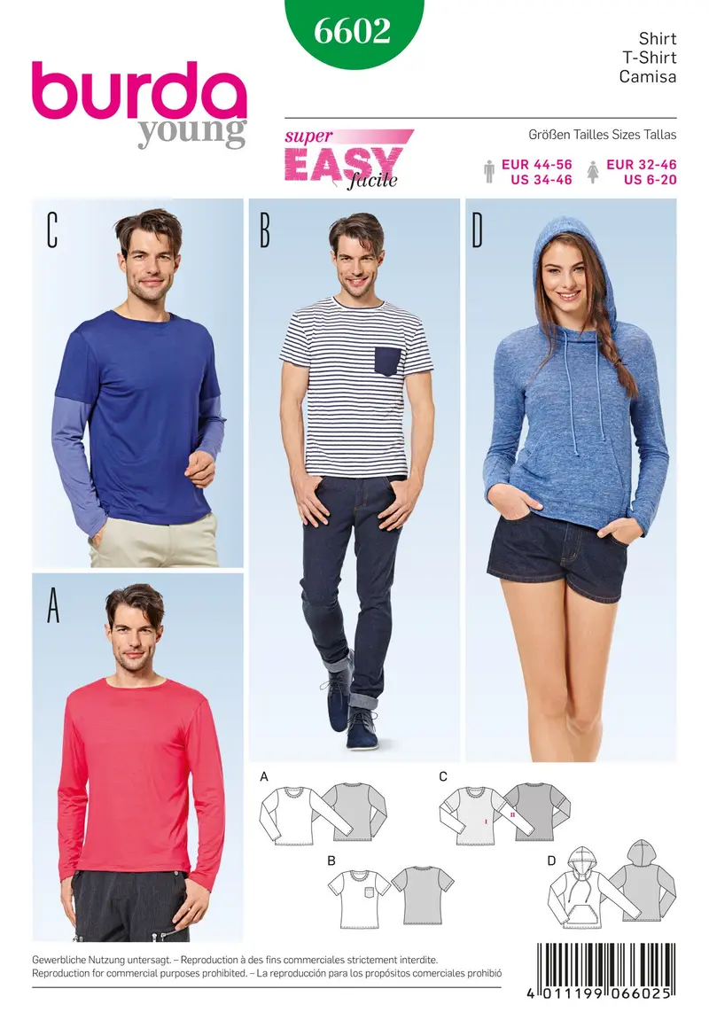 Burda Style 6602 Unisex Hoody Pattern 2