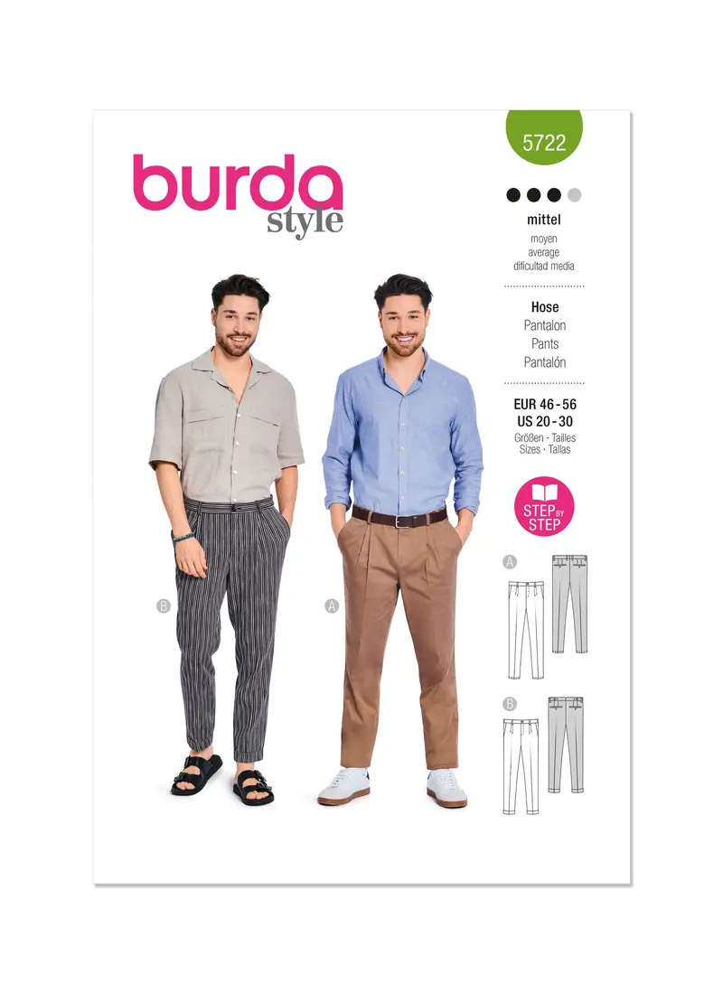 Burda Style Sewing Pattern 5722 Men's Chino Trousers 2