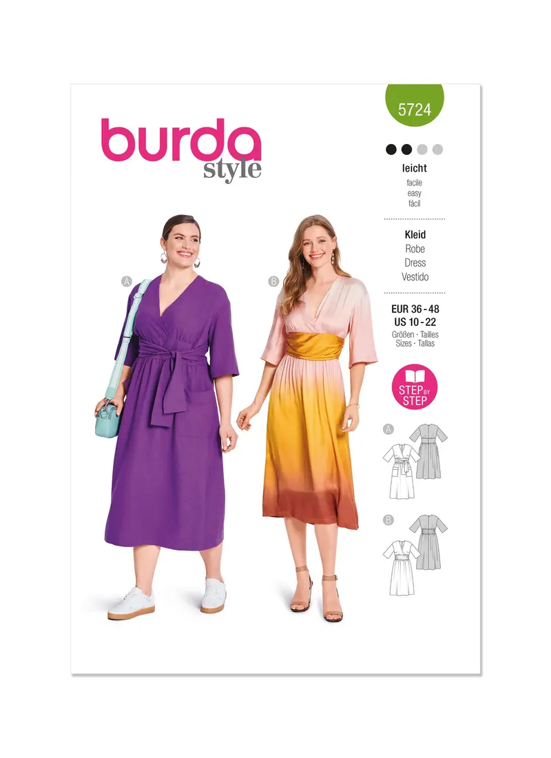 Burda Style Sewing Pattern 5724 Misses' Wrap Midi Dress 2