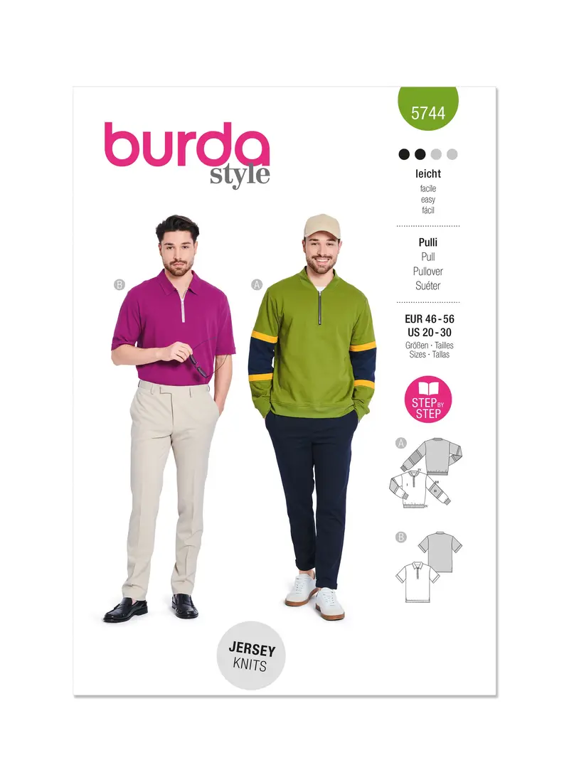 Burda Style Sewing Pattern 5744 Men's Sweatshirt And T-Shirt 2