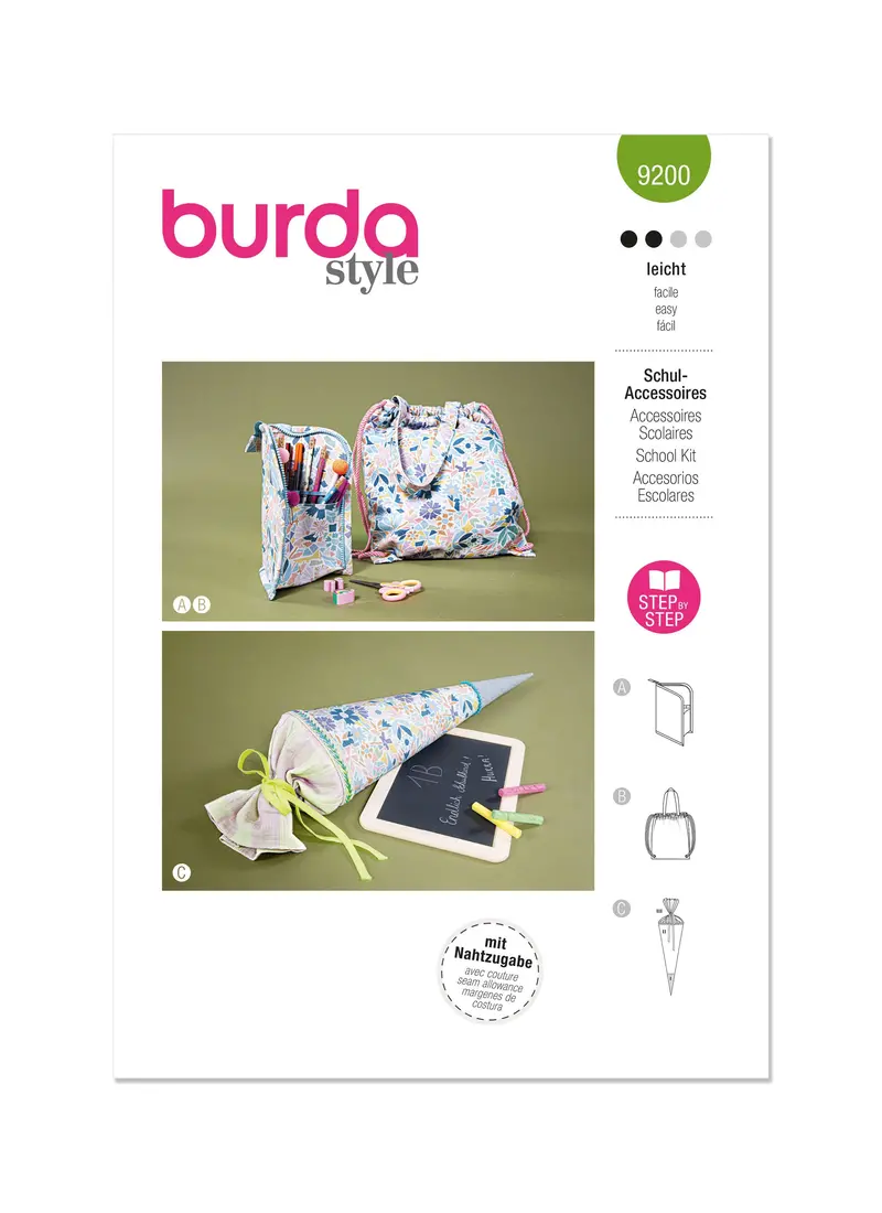 Burda Style Sewing Pattern 9200 School Accessories 1