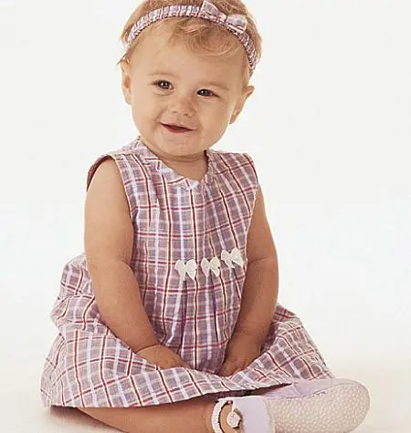 Butterick 3405 Infants' Dress, Top, Romper, Panties, Hat And Headband Pattern 1