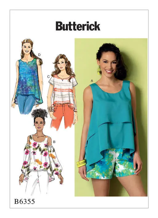 Butterick 6355 Overlay, Cold Shoulder Or Notch-Neck Top Pattern 2