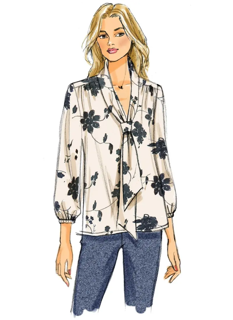 Butterick 6378 Misses' Gathered Tops And Tunics With Neck Ties Pattern 1