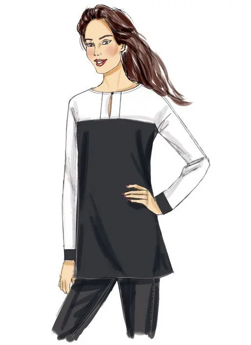Butterick 6416 Misses' Button-Closure Tunics With Yokes Pattern 1