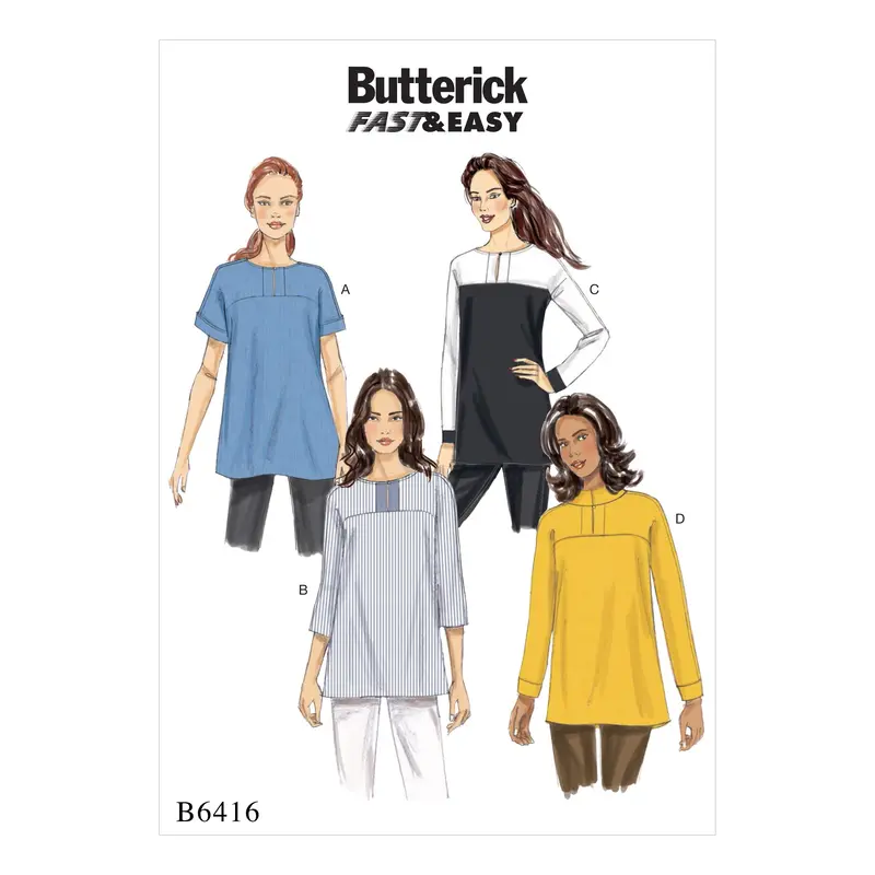 Butterick 6416 Misses' Button-Closure Tunics With Yokes Pattern 2