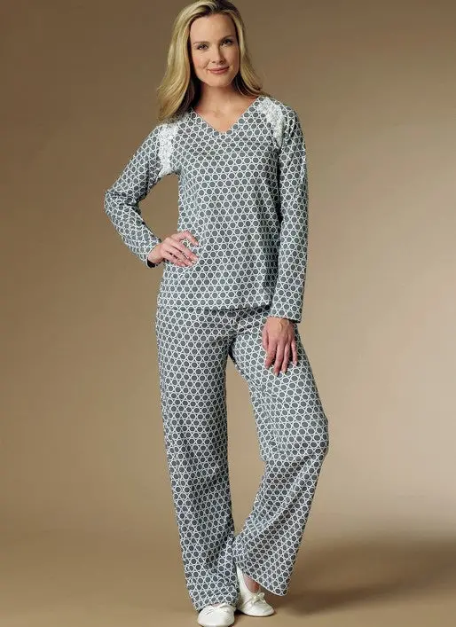 Butterick 6428 Misses' Robe, Raglan Sleeve Tops And Gown, And Pull-On Pants Pattern 1