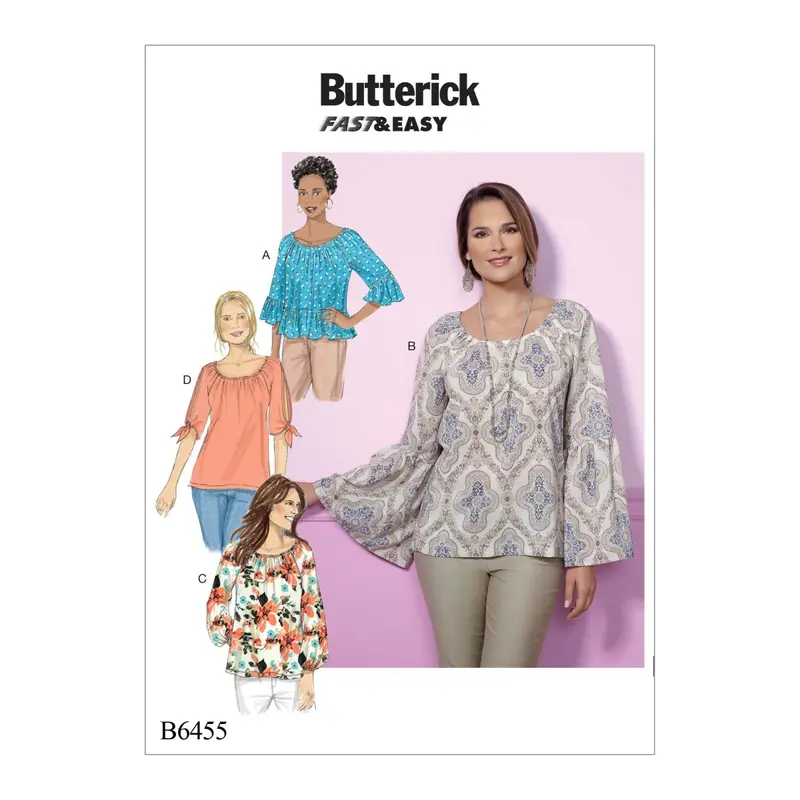 Butterick 6455 Misses' Gathered, Raglan Sleeve Tops Pattern 2