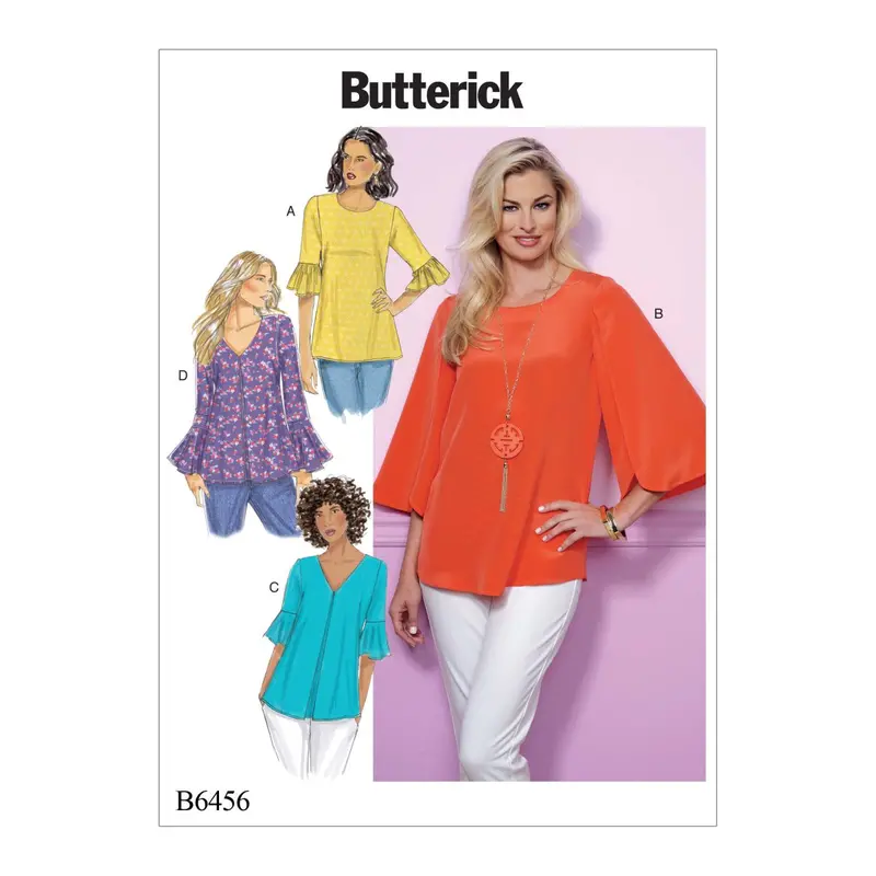 Butterick 6456 Misses' Tulip Or Ruffle Sleeve Tops Pattern 2