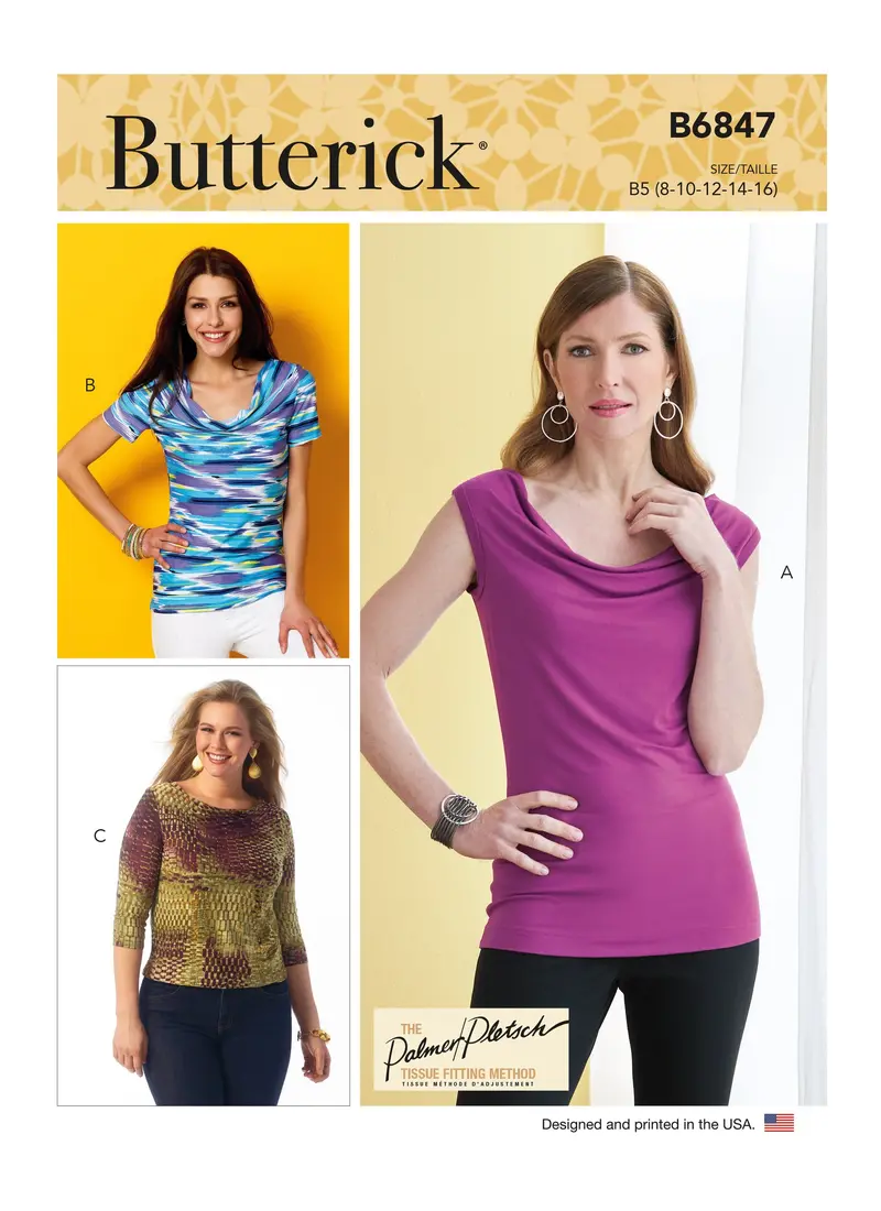 Butterick 6847 Misses' Cowl-Neck Tops Pattern 2
