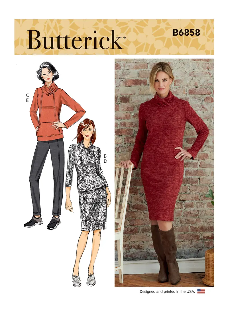 Butterick 6858 Misses' Knit Dress, Tops, Skirt And Pants Pattern 2