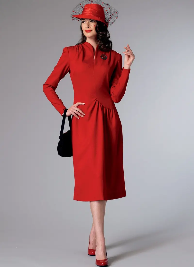 Butterick Pattern 6374 Swan-Neck And Shawl Collar Dresses 1
