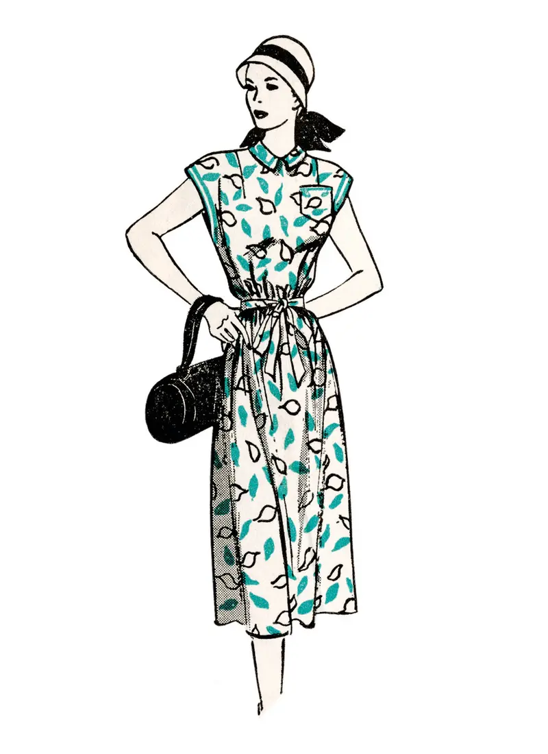 Butterick Sewing Pattern 6889 Fifties Side Buttoning Dress 1
