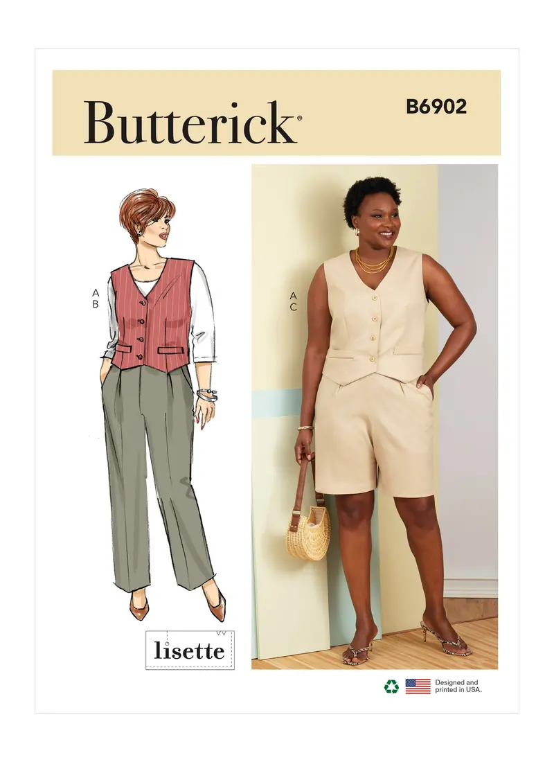 Butterick Sewing Pattern 6902 Women's Waistcoat, Pants And Shorts 2