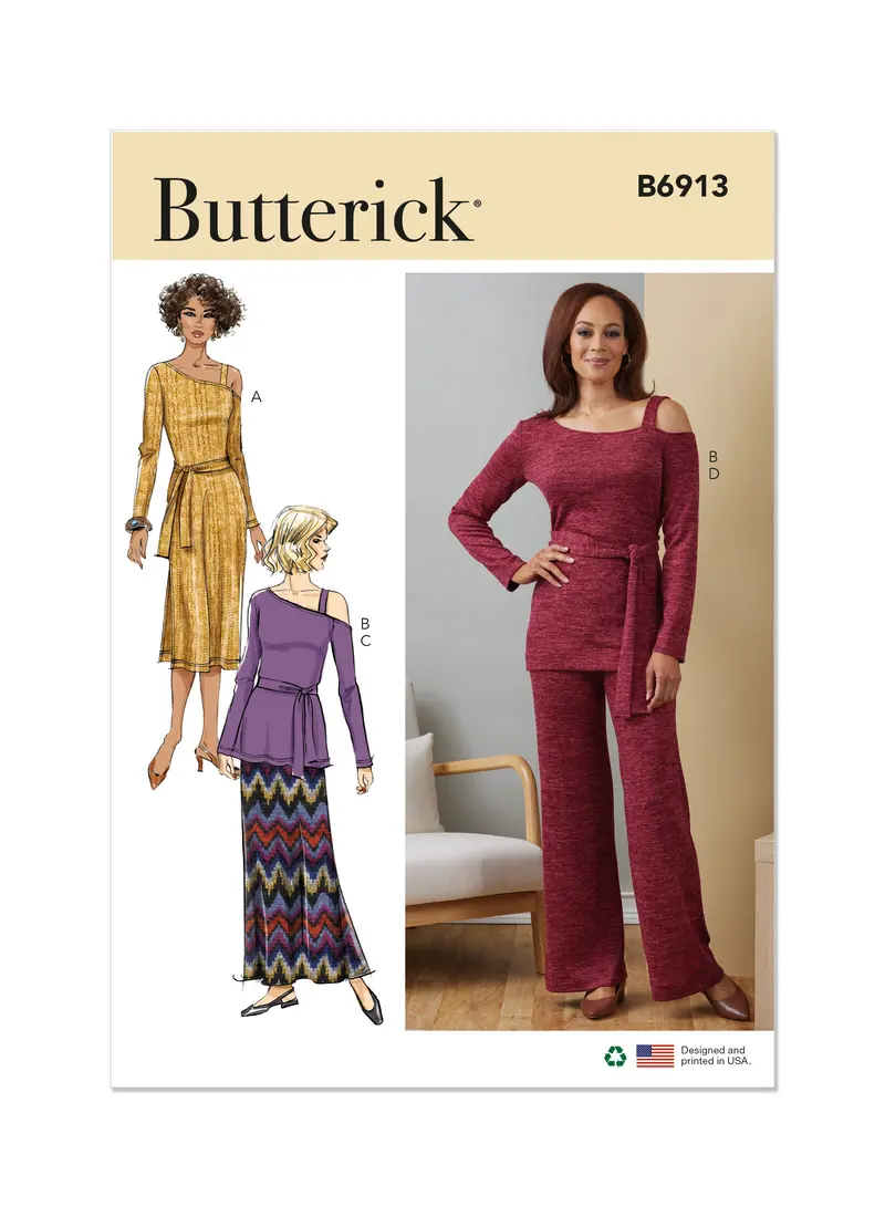 Butterick Sewing Pattern 6913 Knit Dress, Top, Skirt And Pants 2