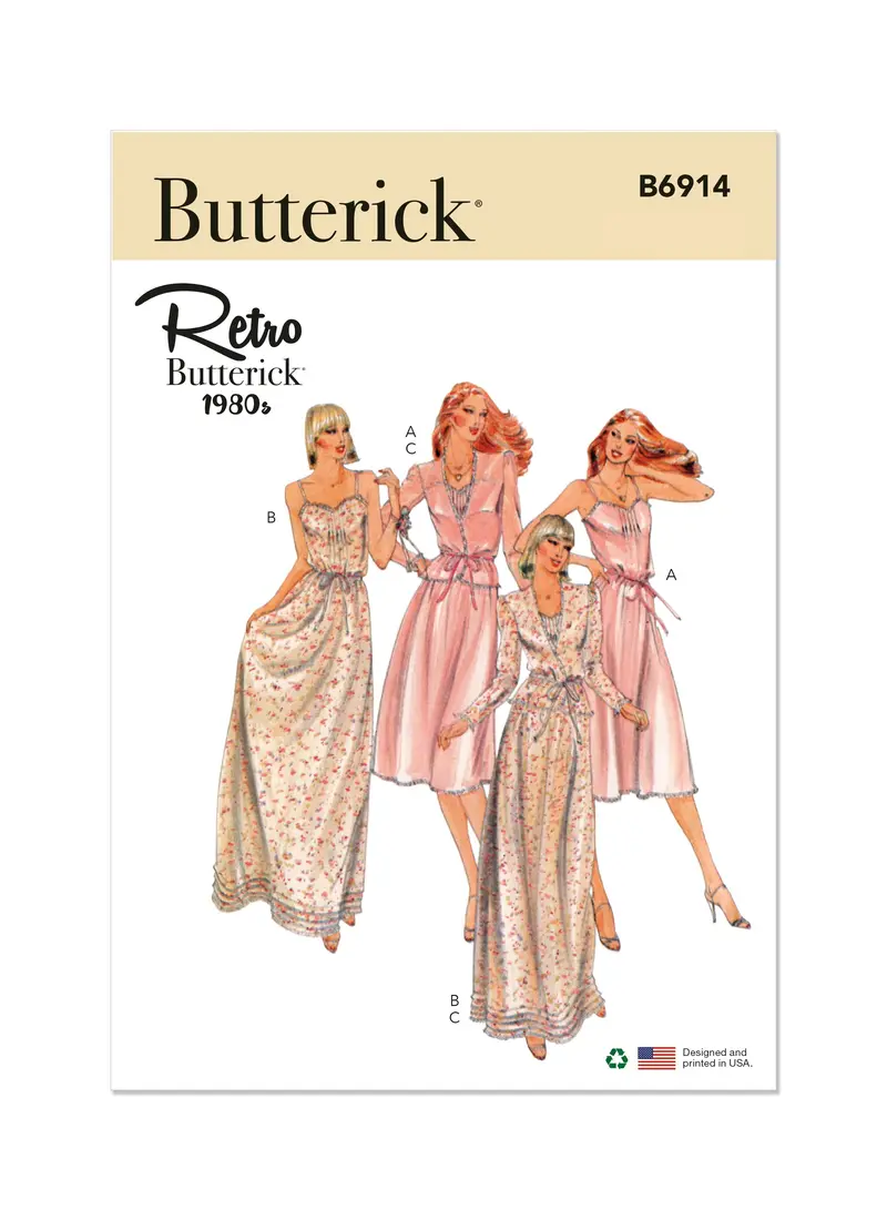Butterick Sewing Pattern 6914 Misses' Vintage 80'S Sleepwear 2