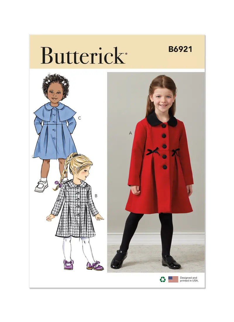 Butterick Sewing Pattern 6921 Children's Coat 2