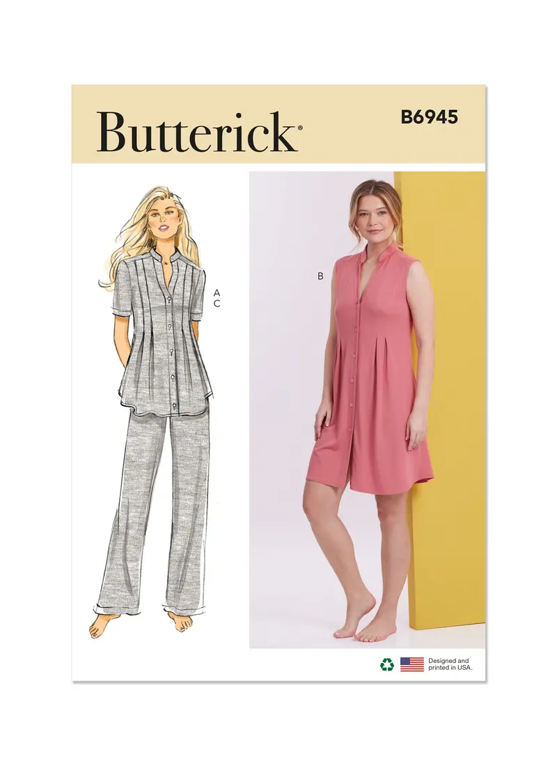 Butterick Sewing Pattern 6945 Knit Lounge Top, Dress And Pants 2