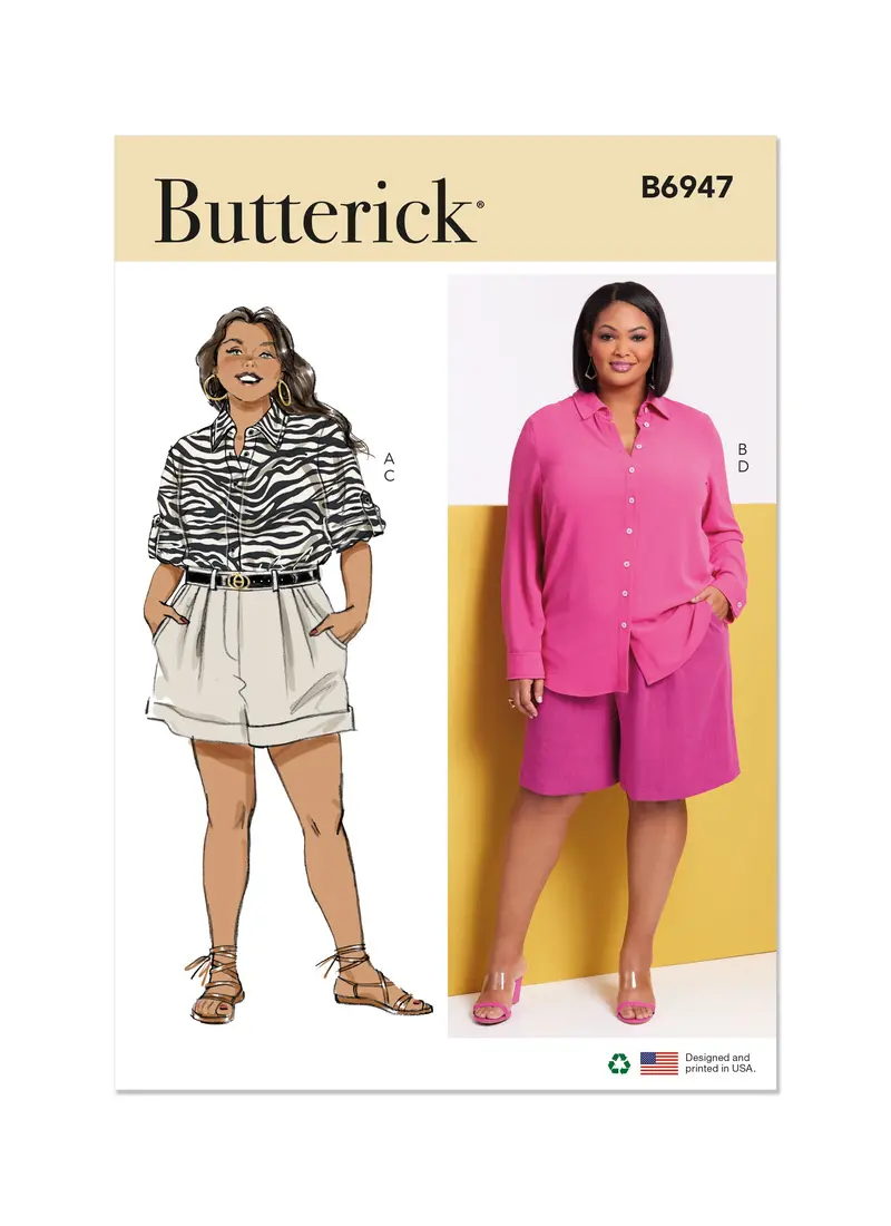 Butterick Sewing Pattern 6947 Women's Shirts And Shorts 2