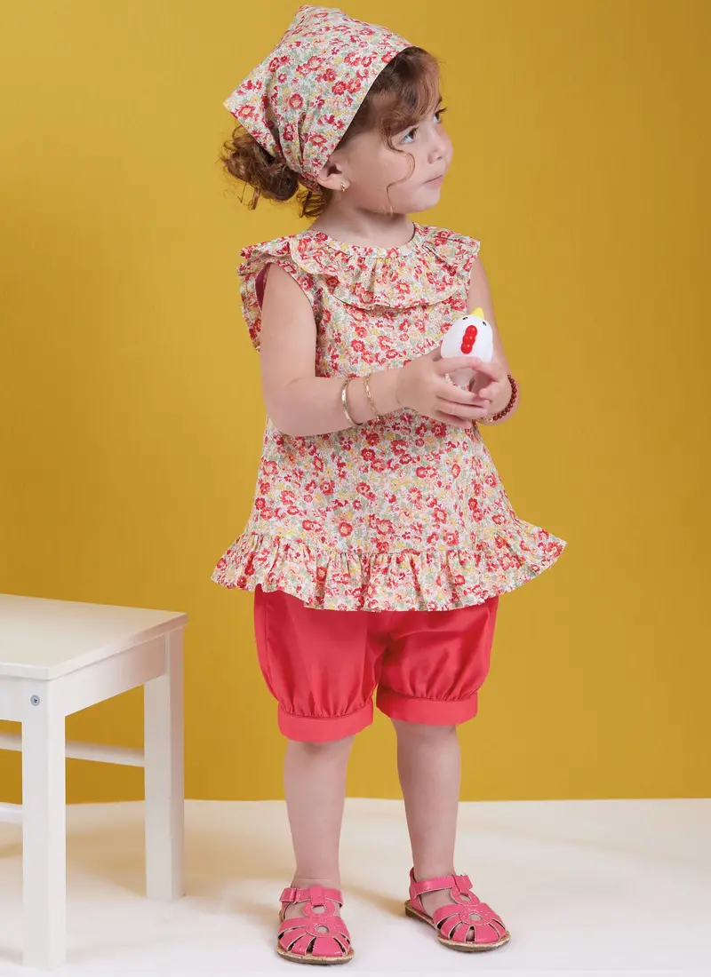Butterick Sewing Pattern 6951 Toddlers' Dress, Tops, Shorts, Pants And Kerchief 1