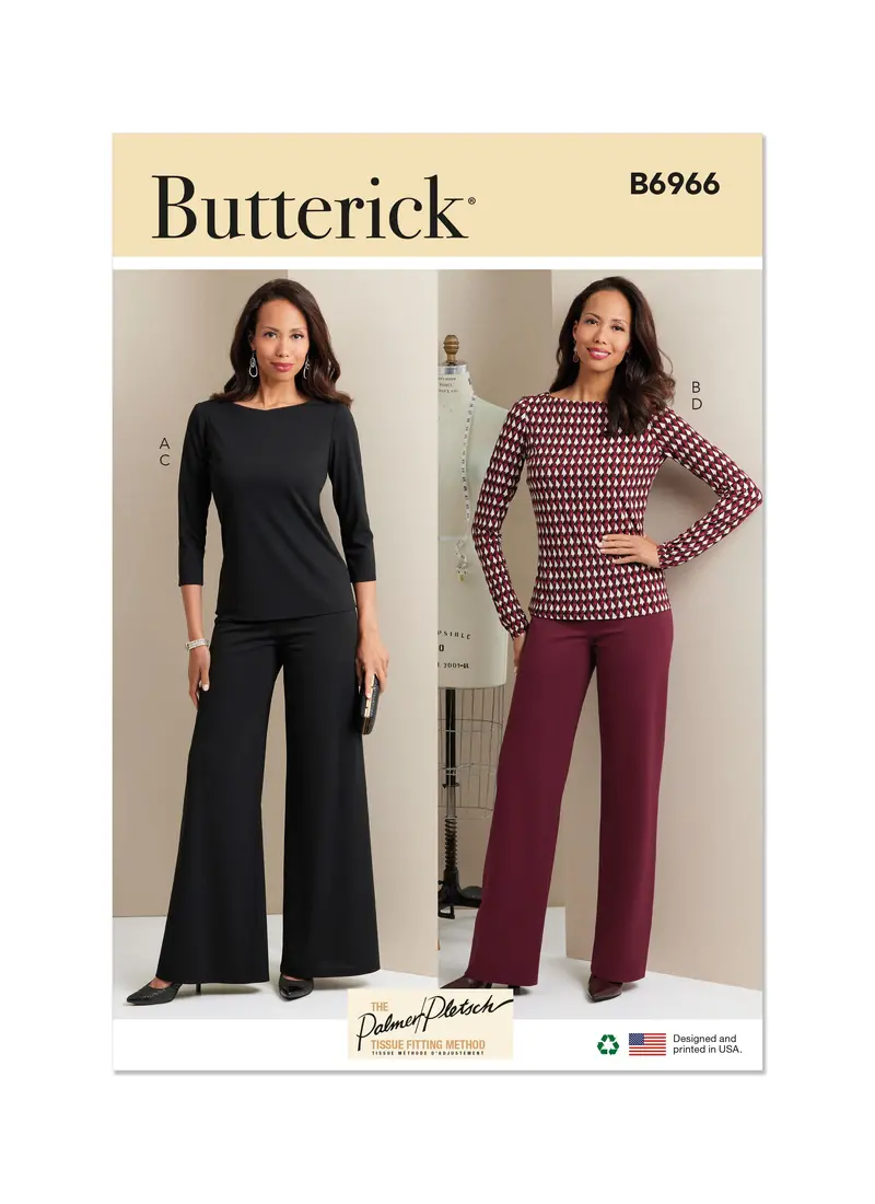 Butterick Sewing Pattern 6966 Knit Tops And Pants 2