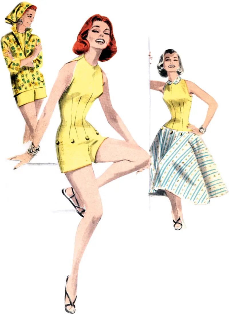 Butterick Sewing Pattern 6989 Vintage 1950'S Playsuit, Blouse And Skirt 1