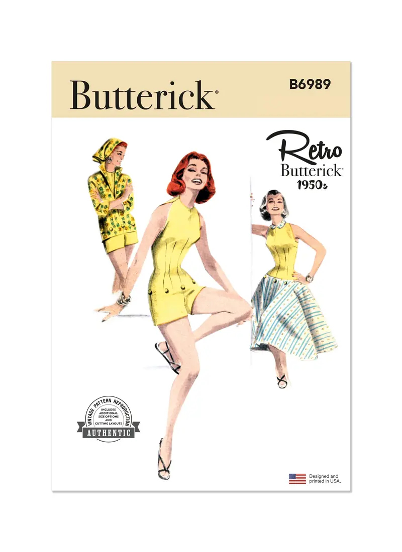Butterick Sewing Pattern 6989 Vintage 1950'S Playsuit, Blouse And Skirt 2