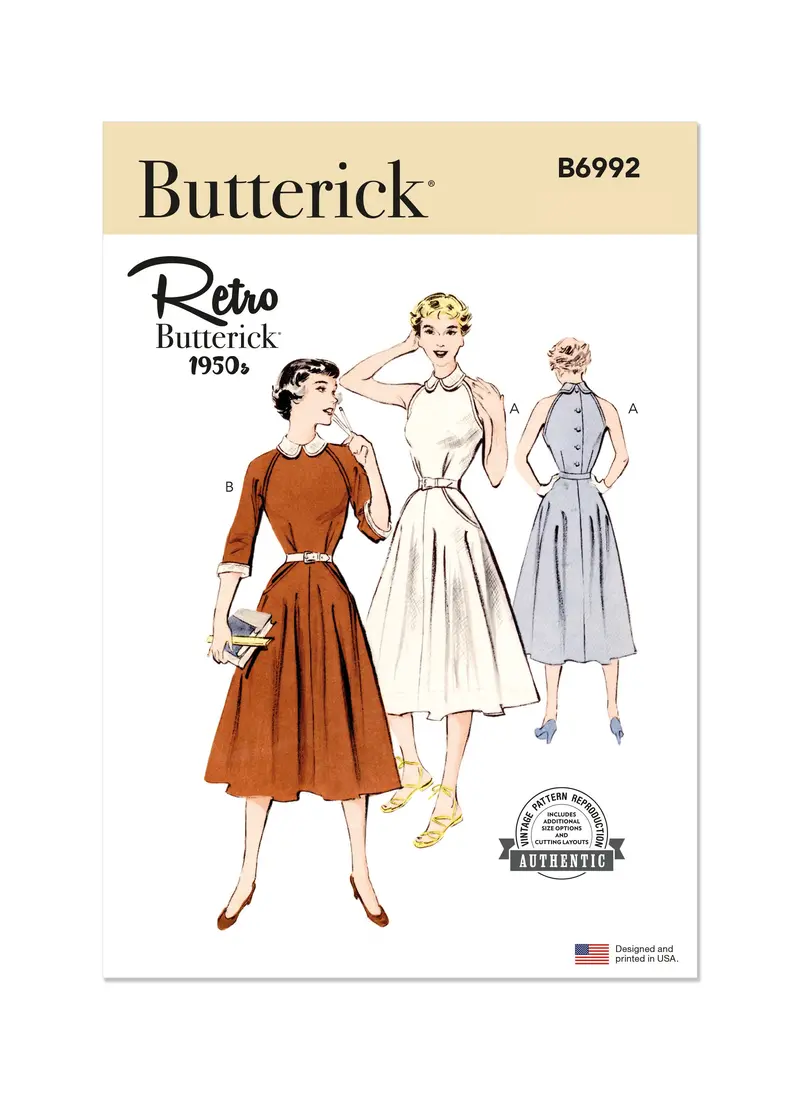 Butterick Sewing Pattern 6992 Vintage 1950'S Dress 2