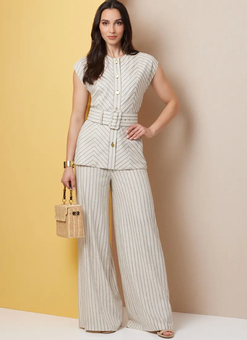 Butterick Sewing Pattern 7028 Top With Belt And Pants 1