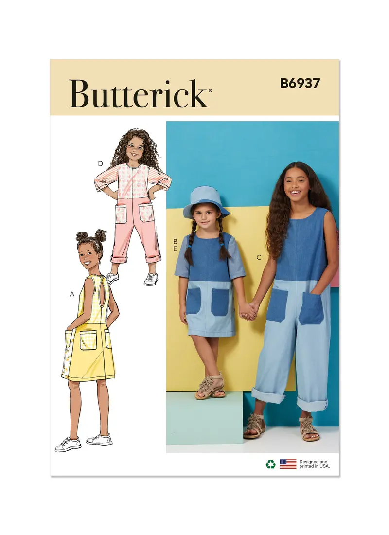 Butterick Sewing Pattern B6937 Children's And Girls' Dress, Romper And Hat In Sizes S-M-L 2