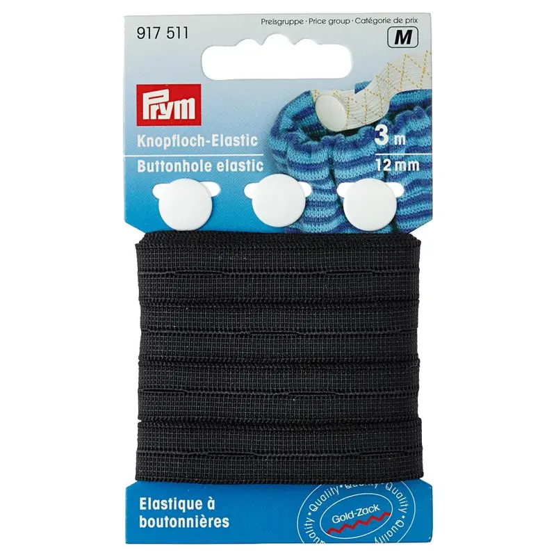 Buttonhole Elastic - Black | With 3 Buttons 1