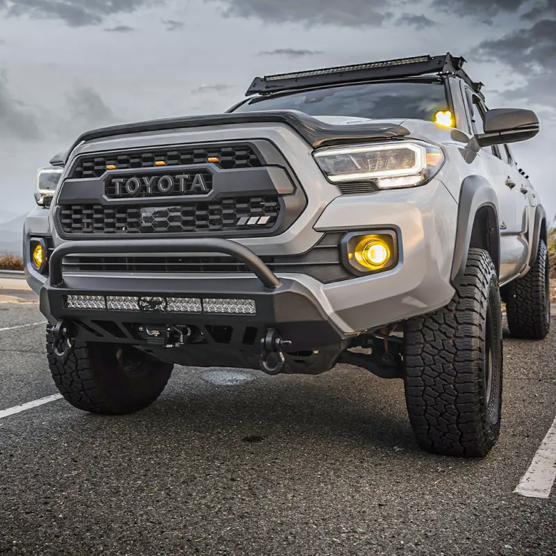 Cali Raised 16-23 Toyota Tacoma Stealth Bumper - Bull Bar / 32In Led Bar Spot 1