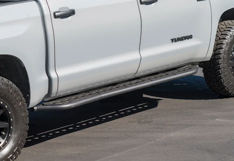 Cali Raised 2022 Toyota Tundra Rock Sliders - Hybrid / No Kick Out / Raw Sf + Bedliner 1