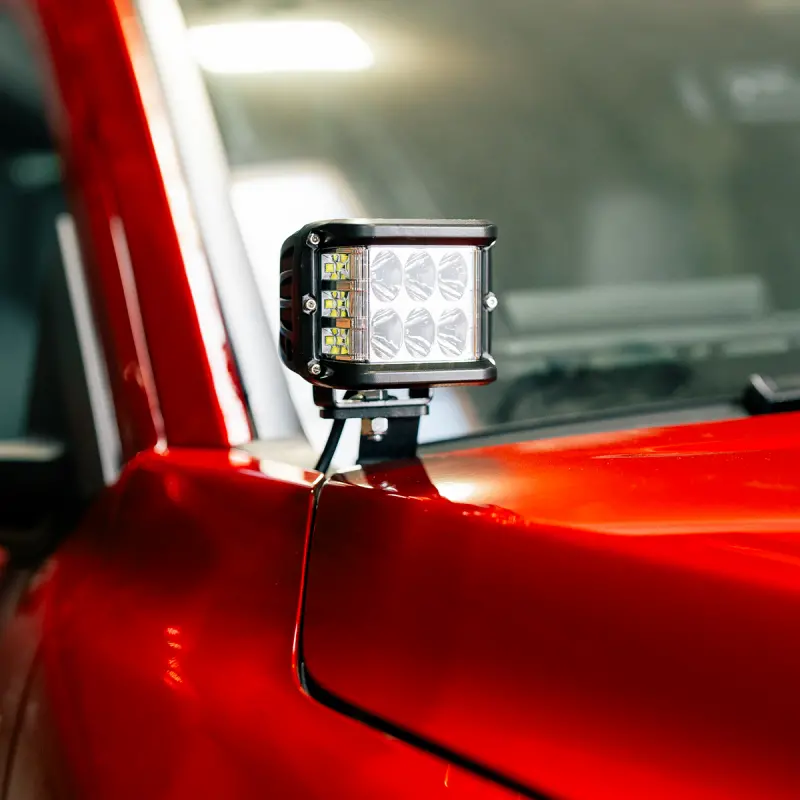 Cali Raised 2024+ Toyota Tacoma Ditch Light Bracket Kit - 2 3X2 18W Amber Led Pods/Toyota Oem Sq St 1