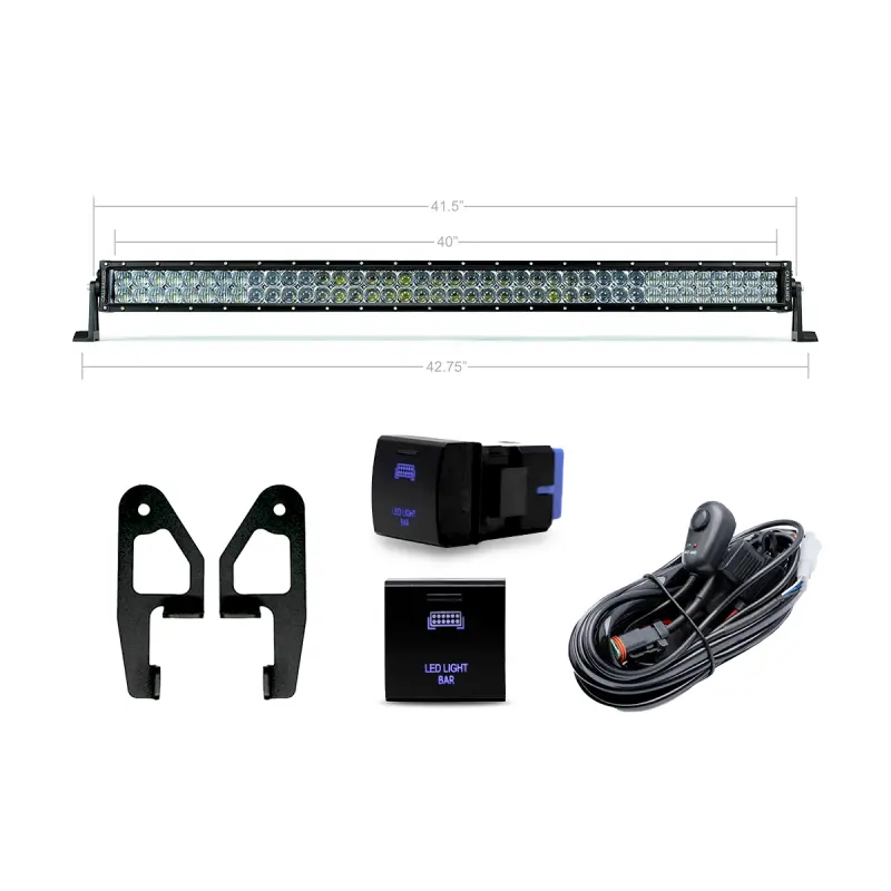 Cali Raised 2024+ Toyota Tacoma Premium Roof Rack Front Light Bar Kit - 42 In White Dual Row Oem Sw 1